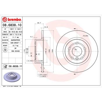 discos de freno coche - Disco de freno BREMBO 08683810