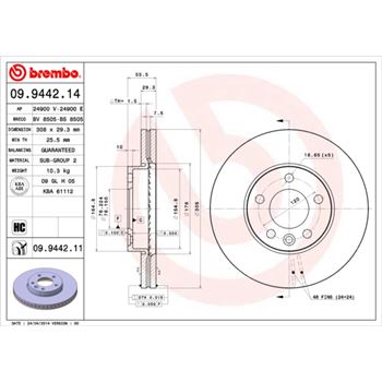 discos de freno coche - Disco de freno BREMBO 09944214