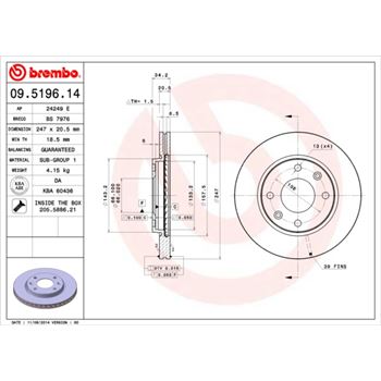 discos de freno coche - Disco de freno BREMBO 09519614