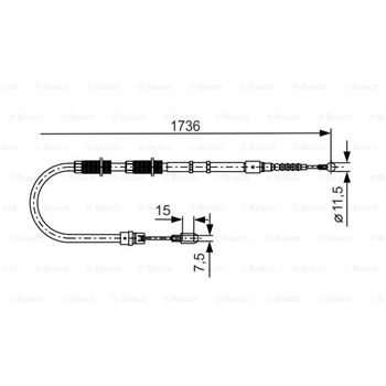 palancas cables frenado - Cable de accionamiento, freno de estacionamiento BOSCH 1987477257