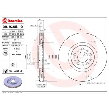 discos de freno coche - Disco de freno BREMBO 09936510