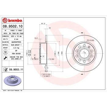 discos de freno coche - Disco de freno BREMBO 08950210