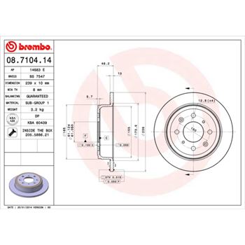 discos de freno coche - Disco de freno BREMBO 08710414