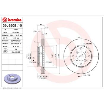 discos de freno coche - Disco de freno BREMBO 09690510