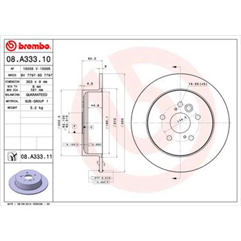 discos de freno coche - Disco de freno BREMBO 08A33310