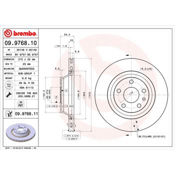 discos de freno coche - Disco de freno BREMBO 09976810