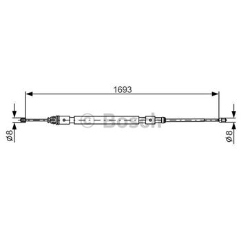 palancas cables frenado - Cable de accionamiento, freno de estacionamiento BOSCH 1987477993