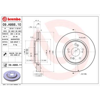 discos de freno coche - Disco de freno BREMBO 09A86610