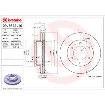 discos de freno coche - Disco de freno BREMBO 09B62210