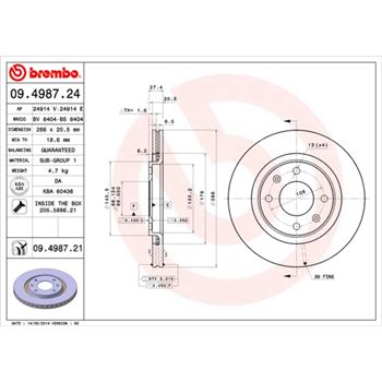 discos de freno coche - Disco de freno BREMBO 09498724