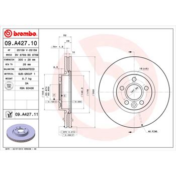 discos de freno coche - Disco de freno BREMBO 09A42710