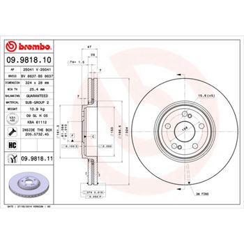 discos de freno coche - Disco de freno BREMBO 09981810