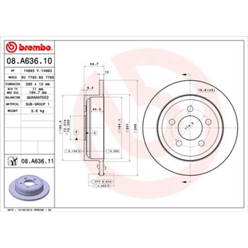 discos de freno coche - Disco de freno BREMBO 08A63610
