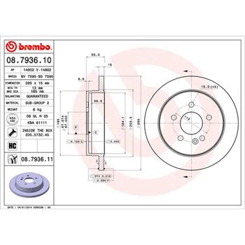 discos de freno coche - Disco de freno BREMBO 08793610