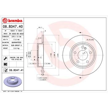 discos de freno coche - Disco de freno BREMBO 08B34740