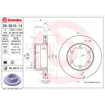discos de freno coche - Disco de freno BREMBO 09951014