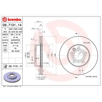 discos de freno coche - Disco de freno BREMBO 09713114