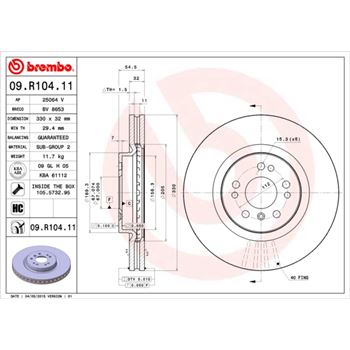 discos de freno coche - Disco de freno BREMBO 09R10411