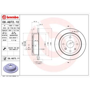 discos de freno coche - Disco de freno BREMBO 08A87210