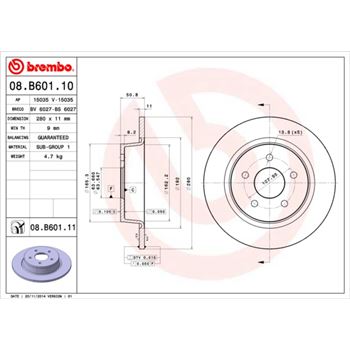 discos de freno coche - Disco de freno BREMBO 08B60110