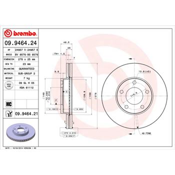 discos de freno coche - Disco de freno BREMBO 09946424