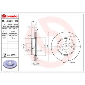 discos de freno coche - Disco de freno BREMBO 09B50810