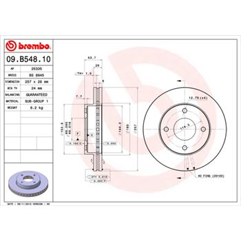 discos de freno coche - Disco de freno BREMBO 09B54810