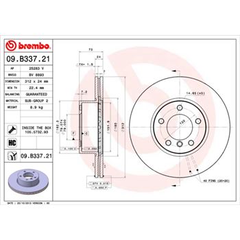 discos de freno coche - Disco de freno BREMBO 09B33721