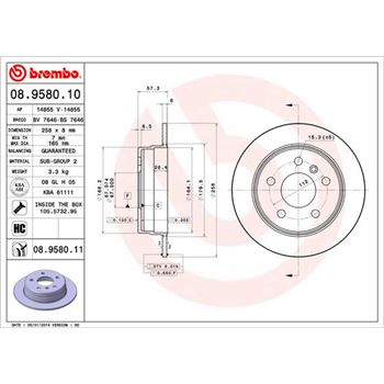 discos de freno coche - Disco de freno BREMBO 08958010