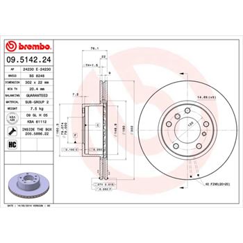 discos de freno coche - Disco de freno BREMBO 09514224