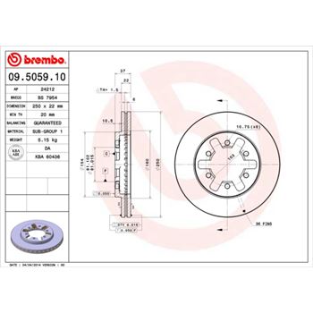 discos de freno coche - Disco de freno BREMBO 09505910