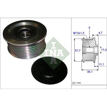 piezas sistema electrico - Rueda libre alternador INA 535 0099 10