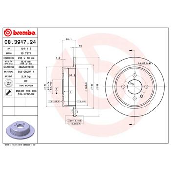 discos de freno coche - Disco de freno BREMBO 08394724