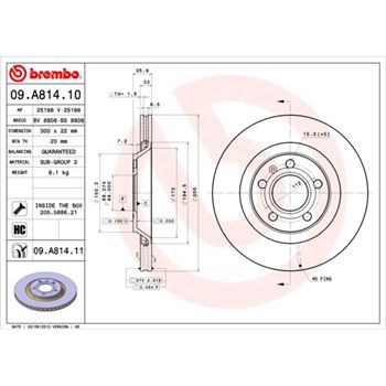 discos de freno coche - Disco de freno BREMBO 09A81410