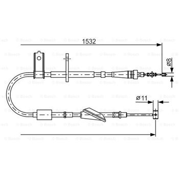 palancas cables frenado - Cable de accionamiento, freno de estacionamiento BOSCH 1987482093