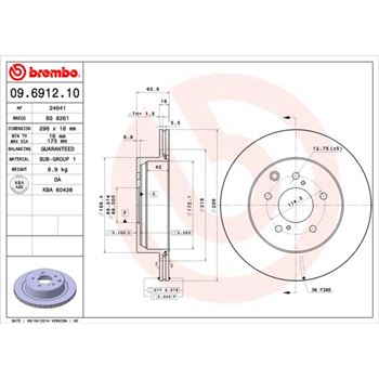 discos de freno coche - Disco de freno BREMBO 09691210