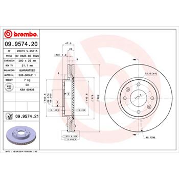 discos de freno coche - Disco de freno BREMBO 09957420