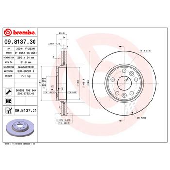 discos de freno coche - Disco de freno BREMBO 09813730