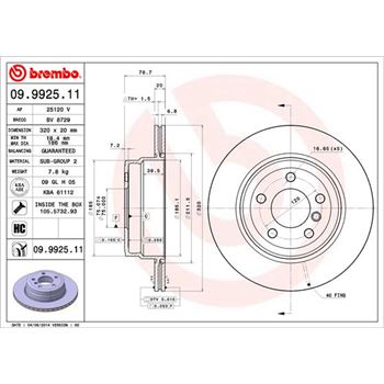 discos de freno coche - Disco de freno BREMBO 09992511