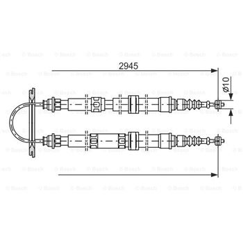 palancas cables frenado - Cable de accionamiento, freno de estacionamiento BOSCH 1987477390