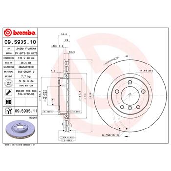 discos de freno coche - Disco de freno BREMBO 09593510