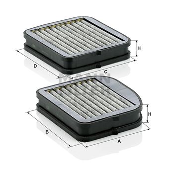 filtro de habitaculo - Filtro de habitáculo de carbón activado MANN CUK 22 000-2