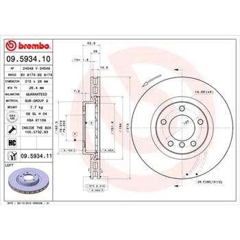 discos de freno coche - Disco de freno BREMBO 09593410