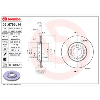 discos de freno coche - Disco de freno BREMBO 09679914
