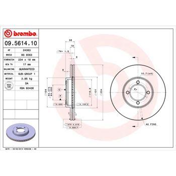 discos de freno coche - Disco de freno BREMBO 09561410