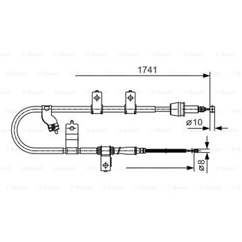 palancas cables frenado - Cable de accionamiento, freno de estacionamiento BOSCH 1987482076