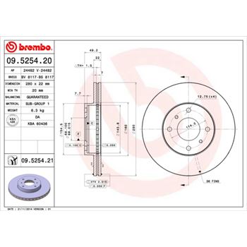 discos de freno coche - Disco de freno BREMBO 09525420