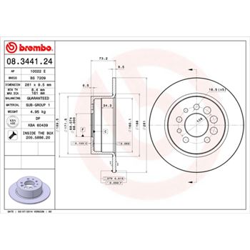 discos de freno coche - Disco de freno BREMBO 08344124