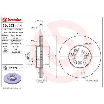 discos de freno coche - Disco de freno BREMBO 09993114