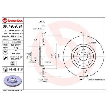 discos de freno coche - Disco de freno BREMBO 09493924